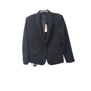 NWT Worthington Women's Black Single Button Blazer SZ 16 necker marbled Button